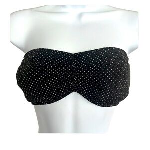 Bikini Top Strapless  Black   with Grey  Polka Dots M